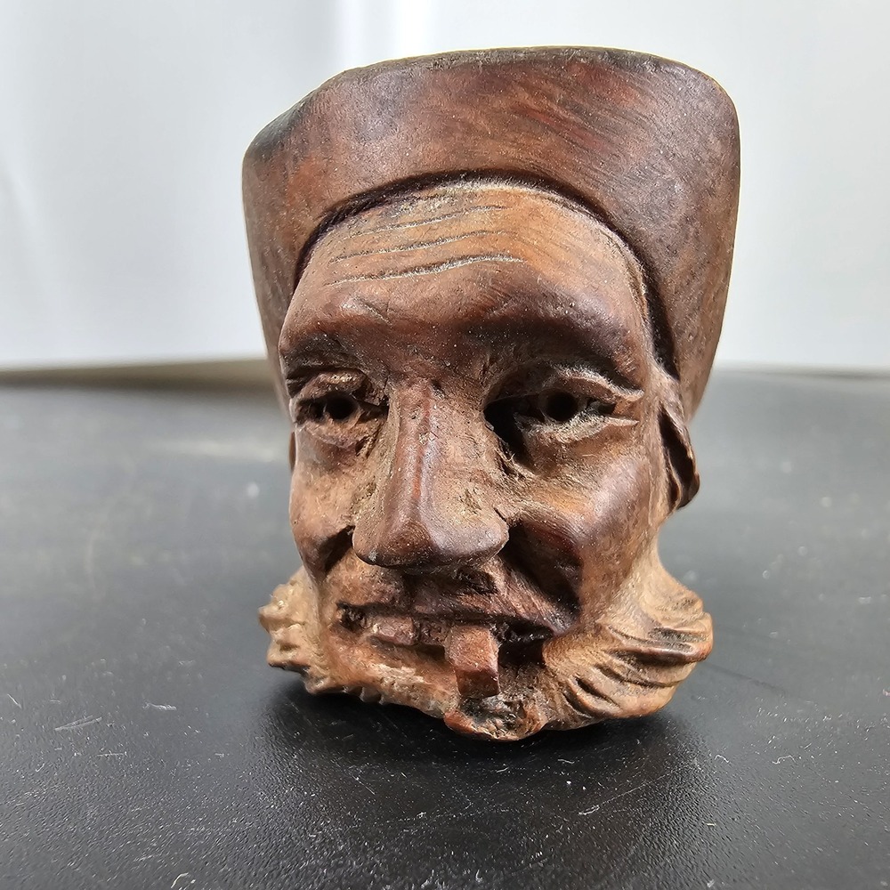 Vintage Pipe & Folk Art & Carved Wood & Head & Man 1920s Sailor Black Forest